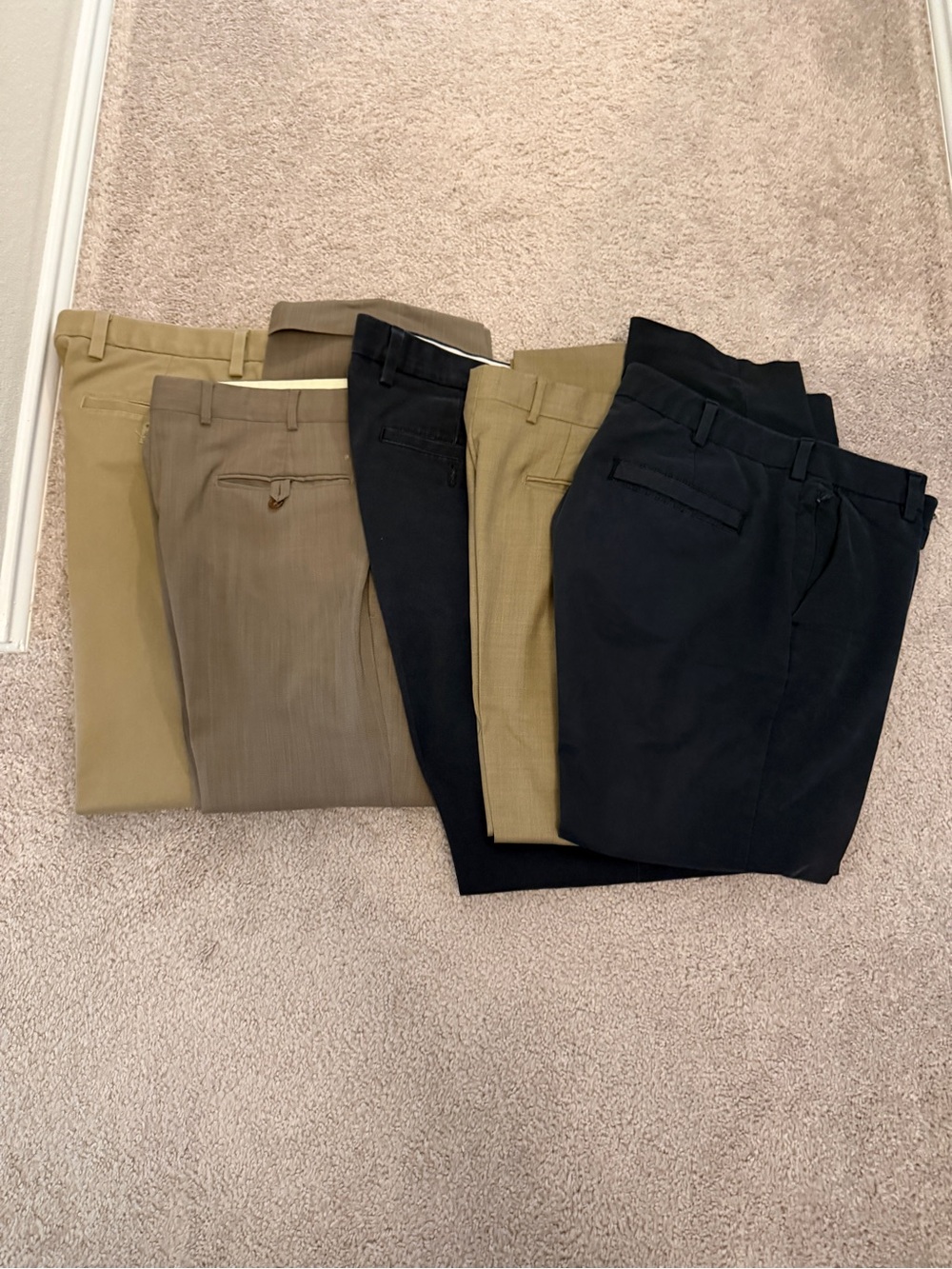 5 Men's Dress Pants in Black, Khaki, Gray and Tan - Classic Work Trousers